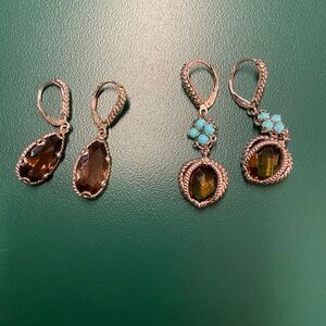 Atelier smoky topaz and  Turquoise Earring Set